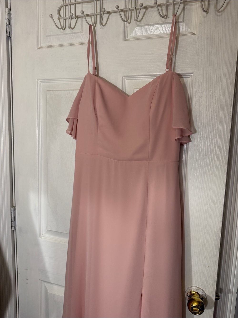 Ever Pretty Blush Pink Spaghetti Strap Prom Gown with Flutter Sleeves